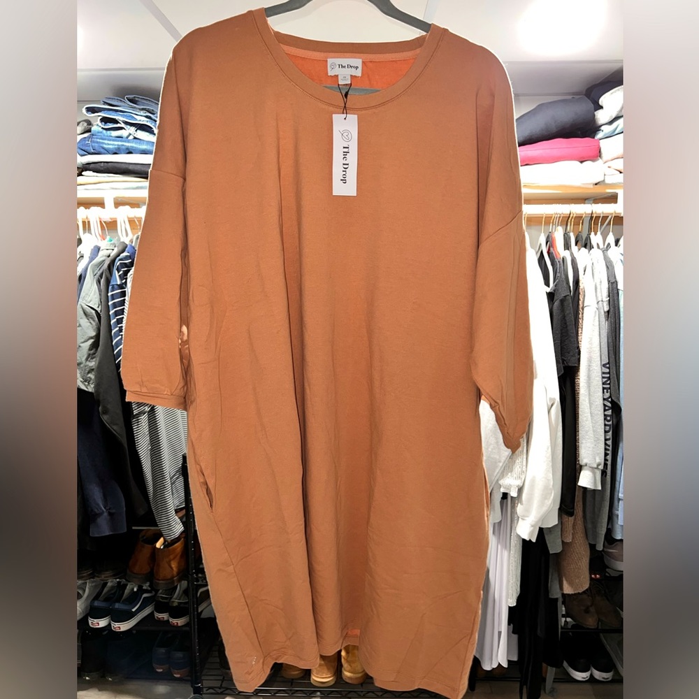 Rustic orange cotton sweater dress